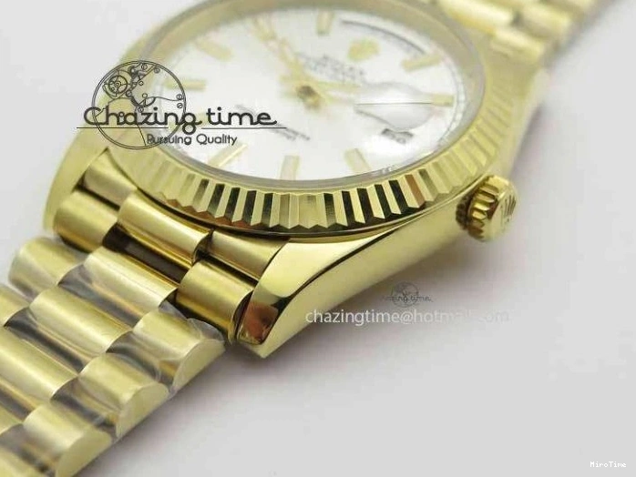 MiroTime 0427 Cozy Day-Date 40mm 228238 YG Noob 1:1 Best Edition Silver Dial On YG President Bracelet A 3710